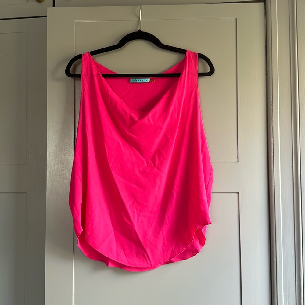 Alice + Olivia hot pink silk top